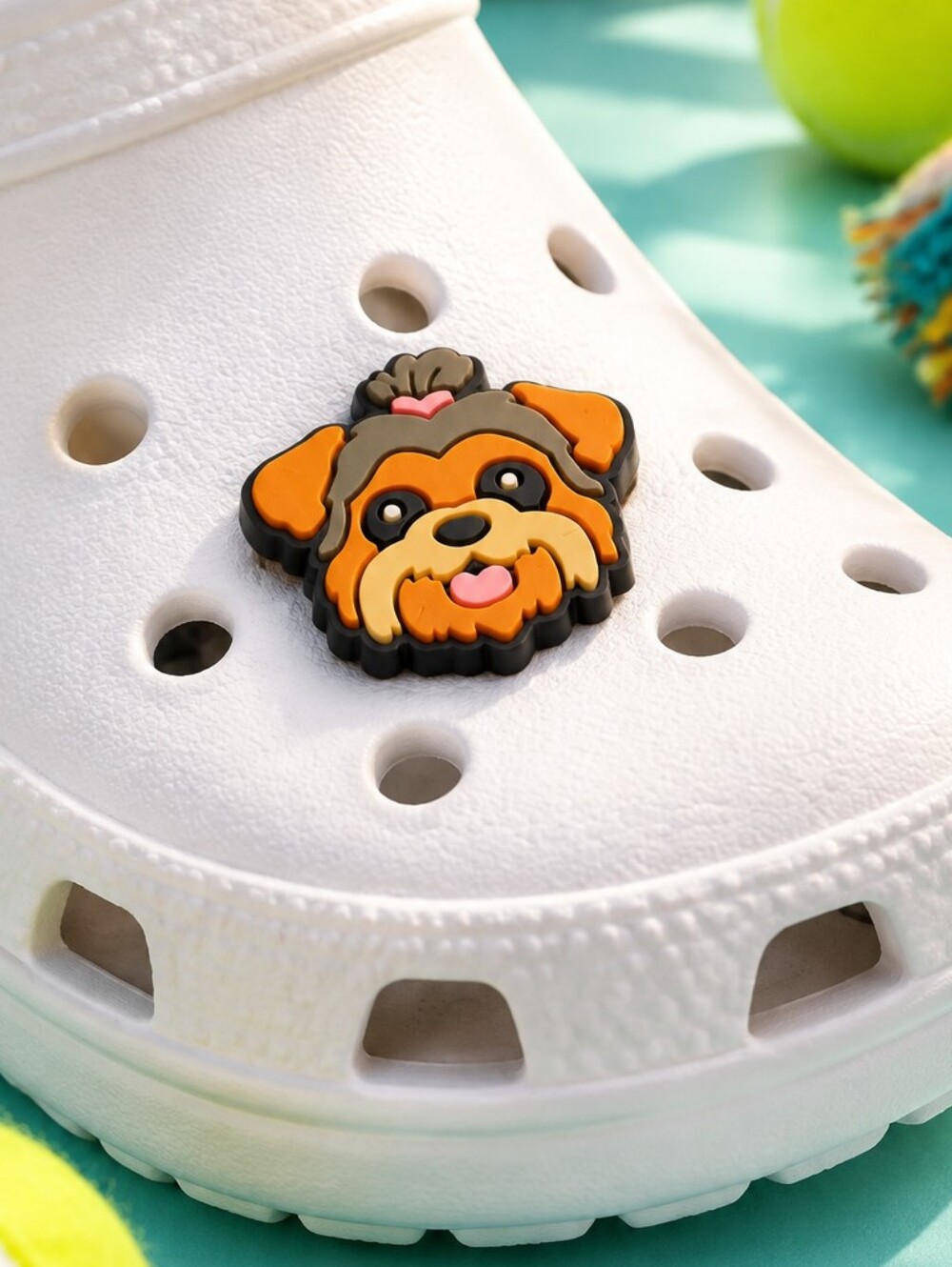 Shih Tzu Dog Croc Shoe Charm Brown Orange Puppy Top Knot Jibbitz Style Puppy Mom